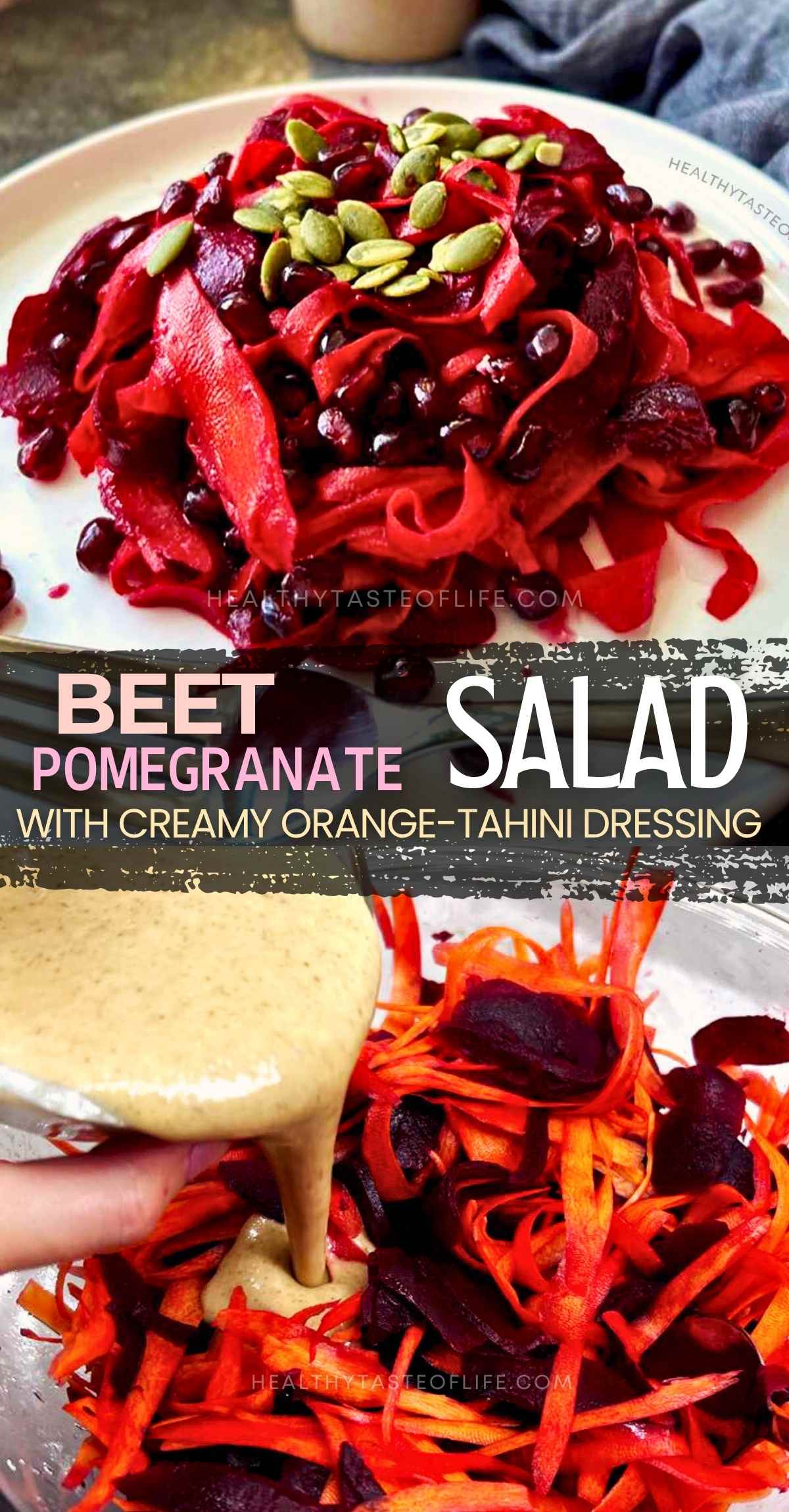 Festive Beet & Pomegranate Salad with Orange Tahini Dressing Pinterest