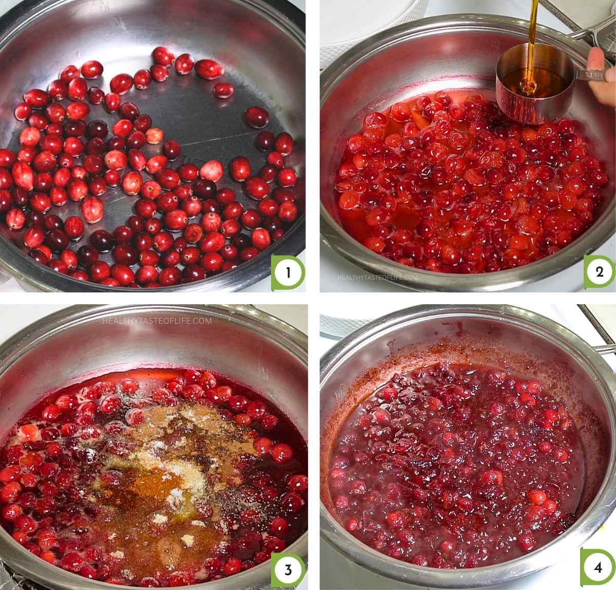 step 1 - cooking cranberry balsamic glaze for the salmon casserole.