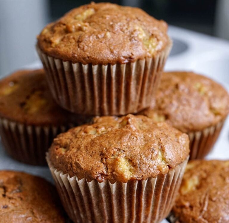 featured image of carrot pineapple muffins made with gluten-free flour blend