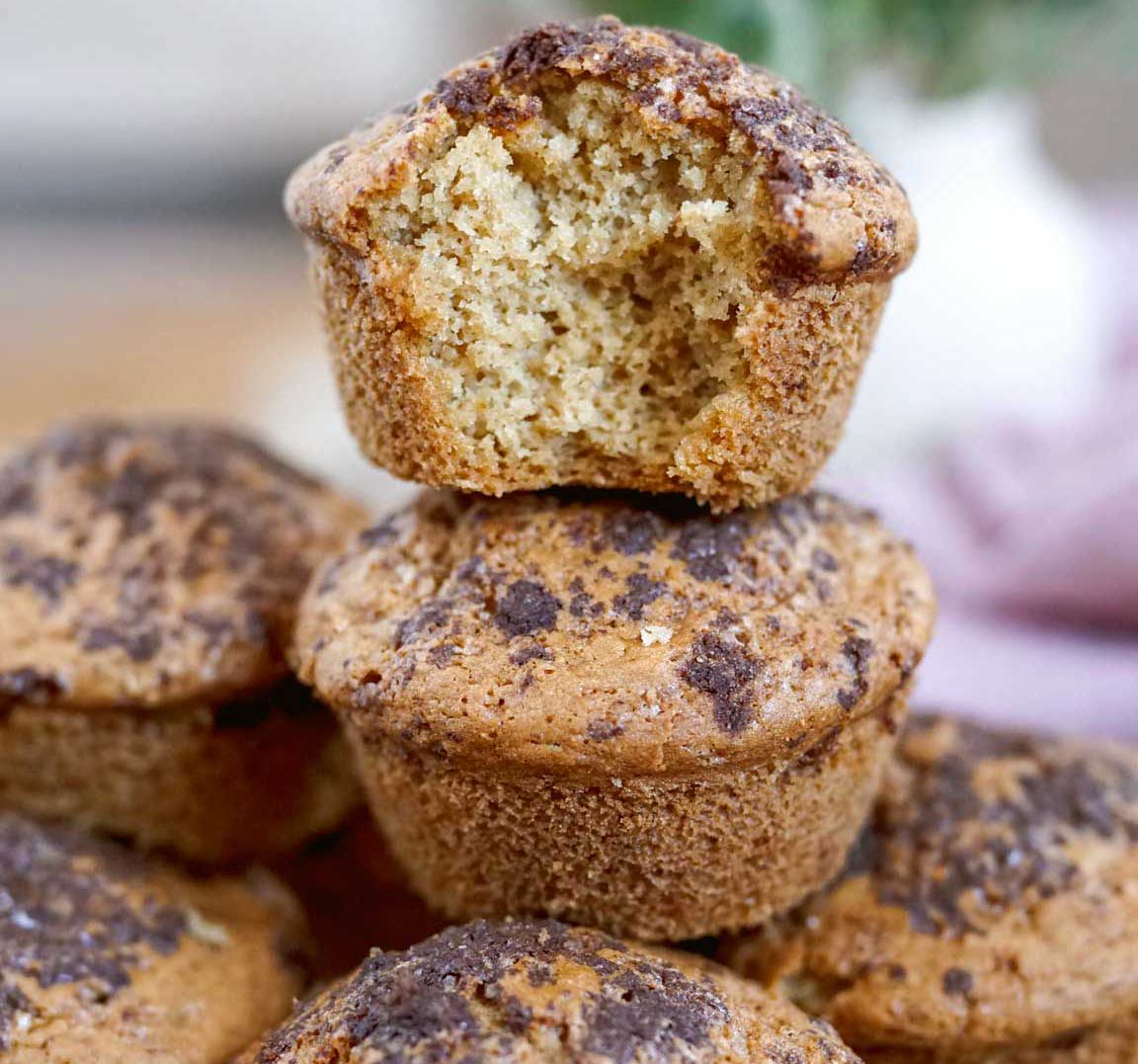 gluten freen yogurt muffins stacked (dairy free healthy)