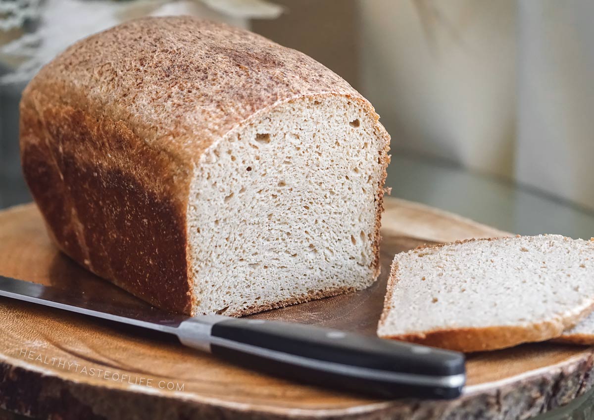 Homemade gluten-free sourdough bread for thin slices and toast