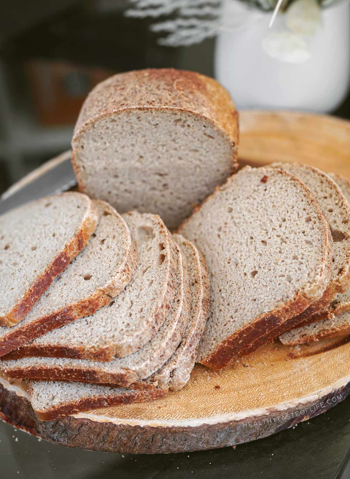 Gluten-free sourdough bread loaf baked without yeast or gums