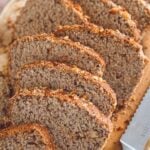 Moist tender banana bread with gluten free sourduough discard