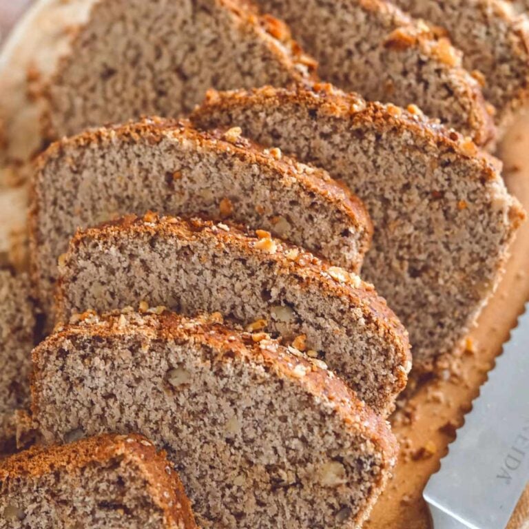 Moist tender banana bread with gluten free sourduough discard
