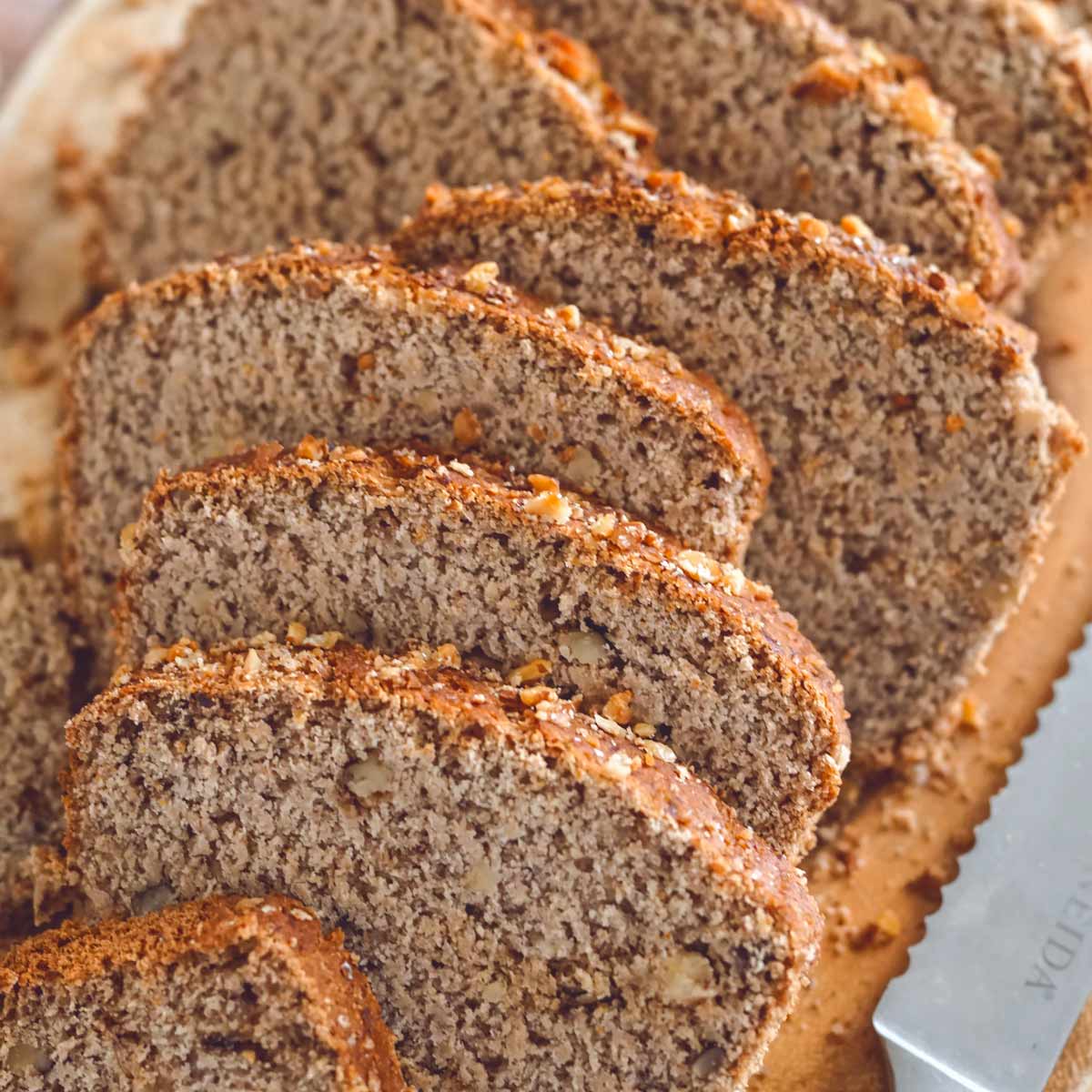 Moist tender banana bread with gluten free sourduough discard